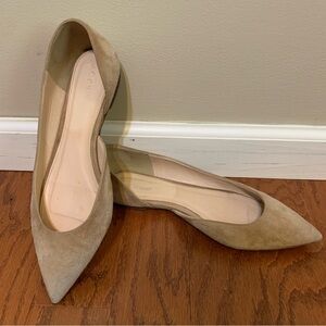 J Crew Zoe D’orsay Ballet Flats Tan Suede Pointed Toe